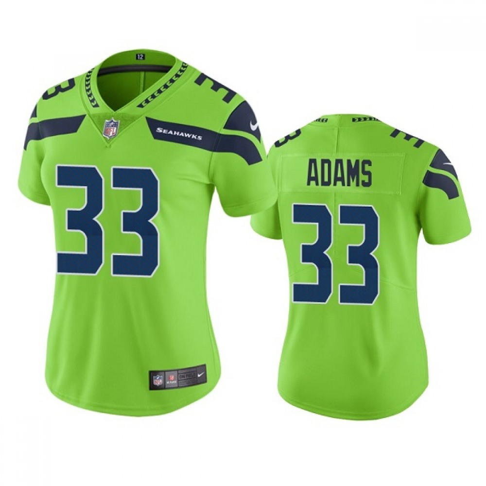Women’s Seattle Seahawks #33 Jamal Adams Green Color Rush Stitched Jersey(Run Small)