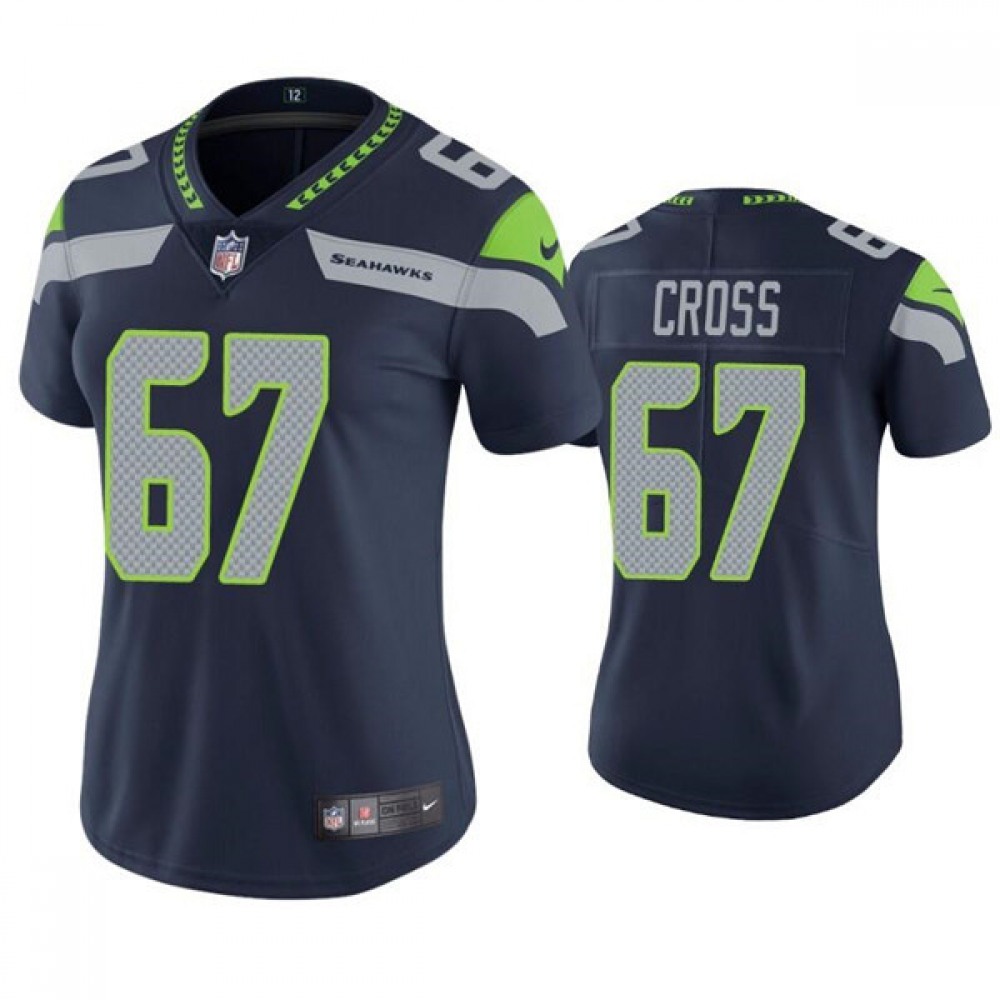 Women’s Seattle Seahawks #67 Charles Cross Navy Untouchable Limited Stitched Jersey(Run Small)