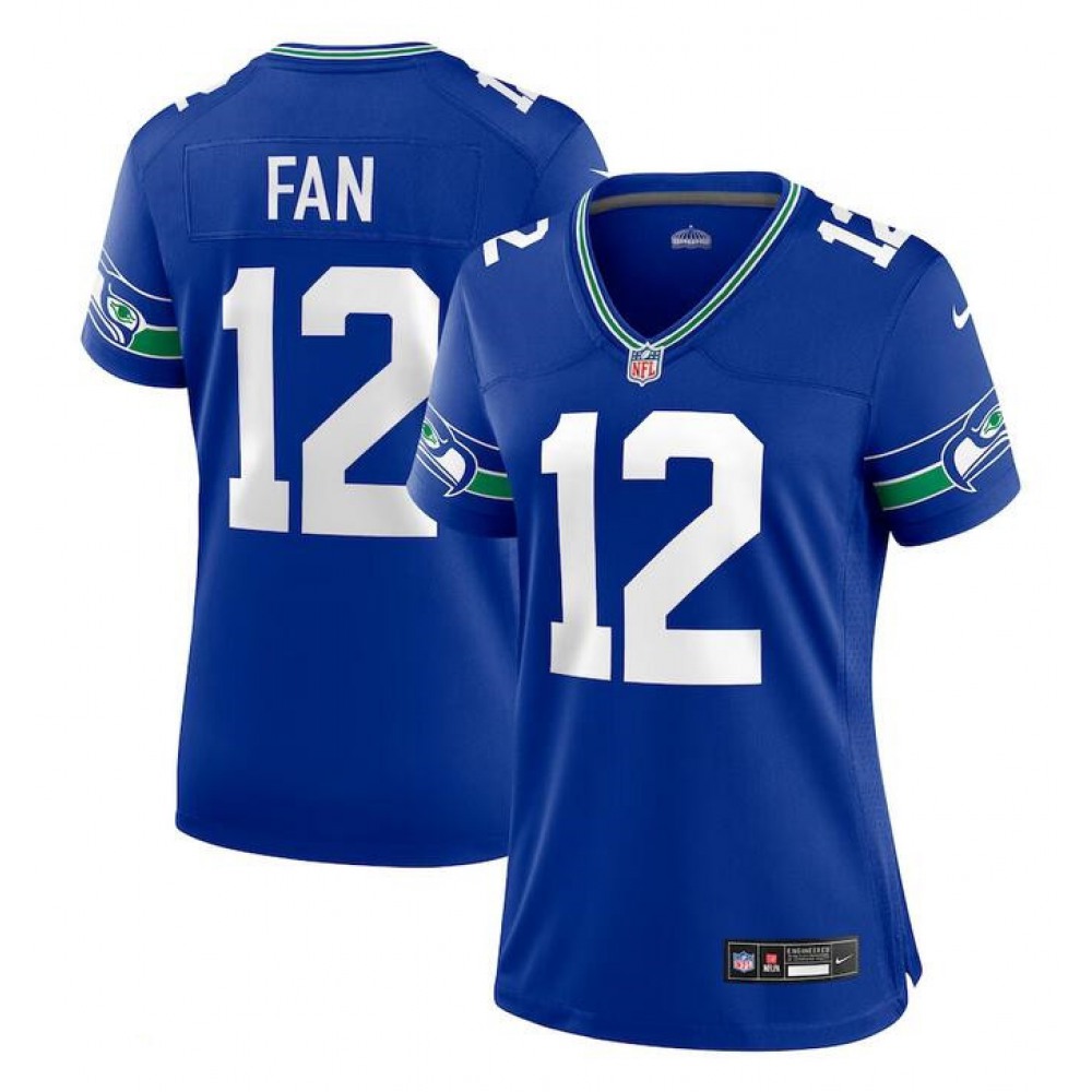 Women’s Seattle Seahawks 12th #12 Fan Royal Throwback Player Stitched Game Jersey(Run Small)