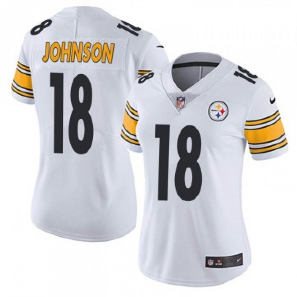 Women’s Pittsburgh Steelers #18 Diontae Johnson White Vapor Untouchable Limited Stitched NFL Jersey(Run Small)
