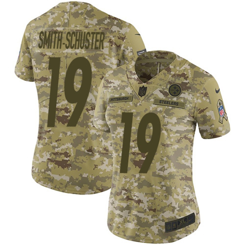 Women’s Pittsburgh Steelers #19 JuJu Smith-Schuster 2018 Camo Salute to Service Limited Stitched NFL Jersey