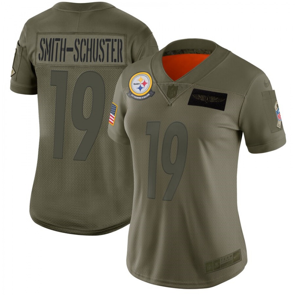 Women’s Pittsburgh Steelers #19 JuJu Smith-Schuster 2019 Camo Salute To Service Stitched NFL Jersey(Run Small)