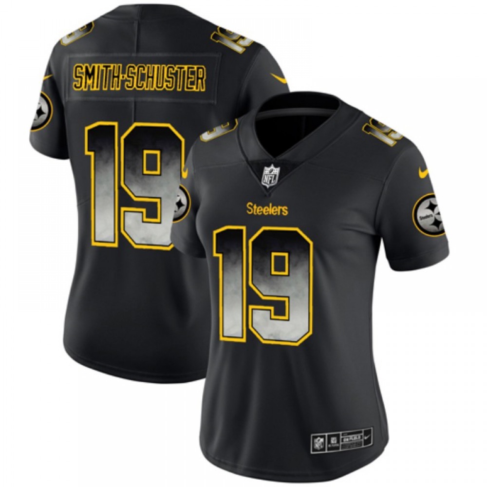 Women’s Pittsburgh Steelers #19 JuJu Smith-Schuster Black 2019 Smoke Fashion Limited Stitched NFL Jersey(Run Small)