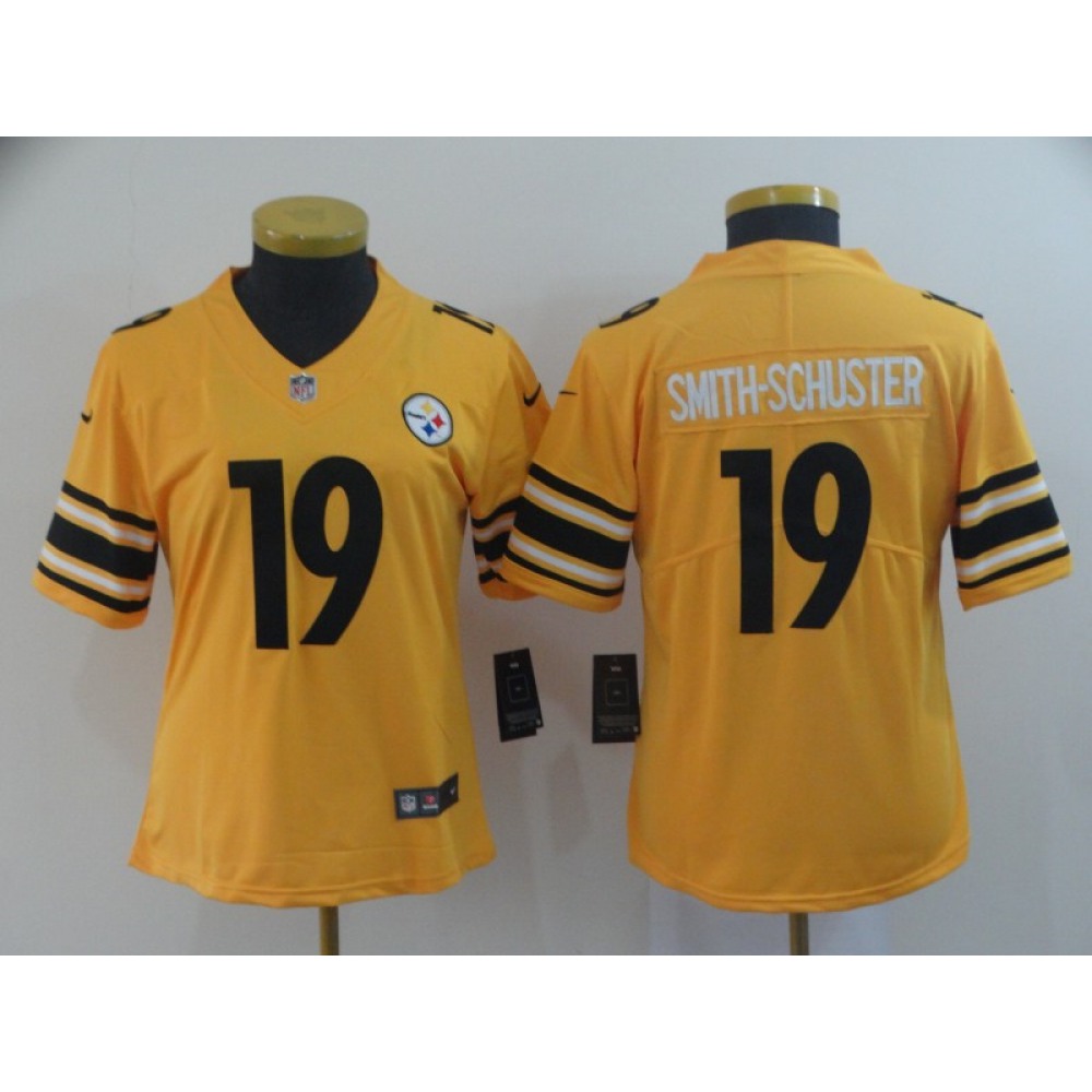 Women’s Pittsburgh Steelers #19 JuJu Smith-Schuster Gold Inverted Legend Stitched NFL Jersey(Run Small)