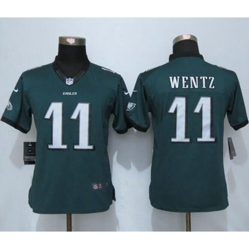 Eagles #11 Carson Wentz Midnight Green Team Color Women’s Stitched NFL New Limited Jersey