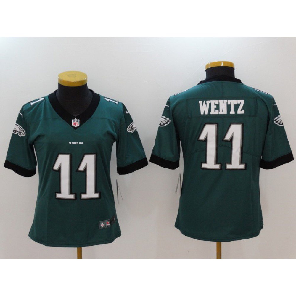 Women’s Philadelphia Eagles #11 Carson Wentz Green Vapor Untouchable Player Limited Jersey