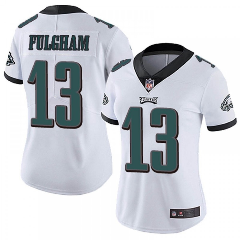 Women’s Philadelphia Eagles #13 Travis Fulgham White Vapor Untouchable Limited Stitched NFL Jersey(Run Small)