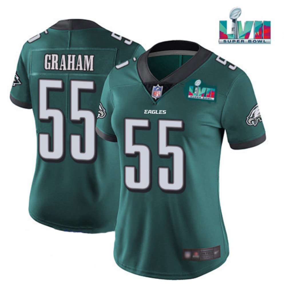 Women’s Philadelphia Eagles #55 Brandon Graham Green Super Bowl LVII PatchVapor Untouchable Limited Stitched Football Jersey(Run Small)