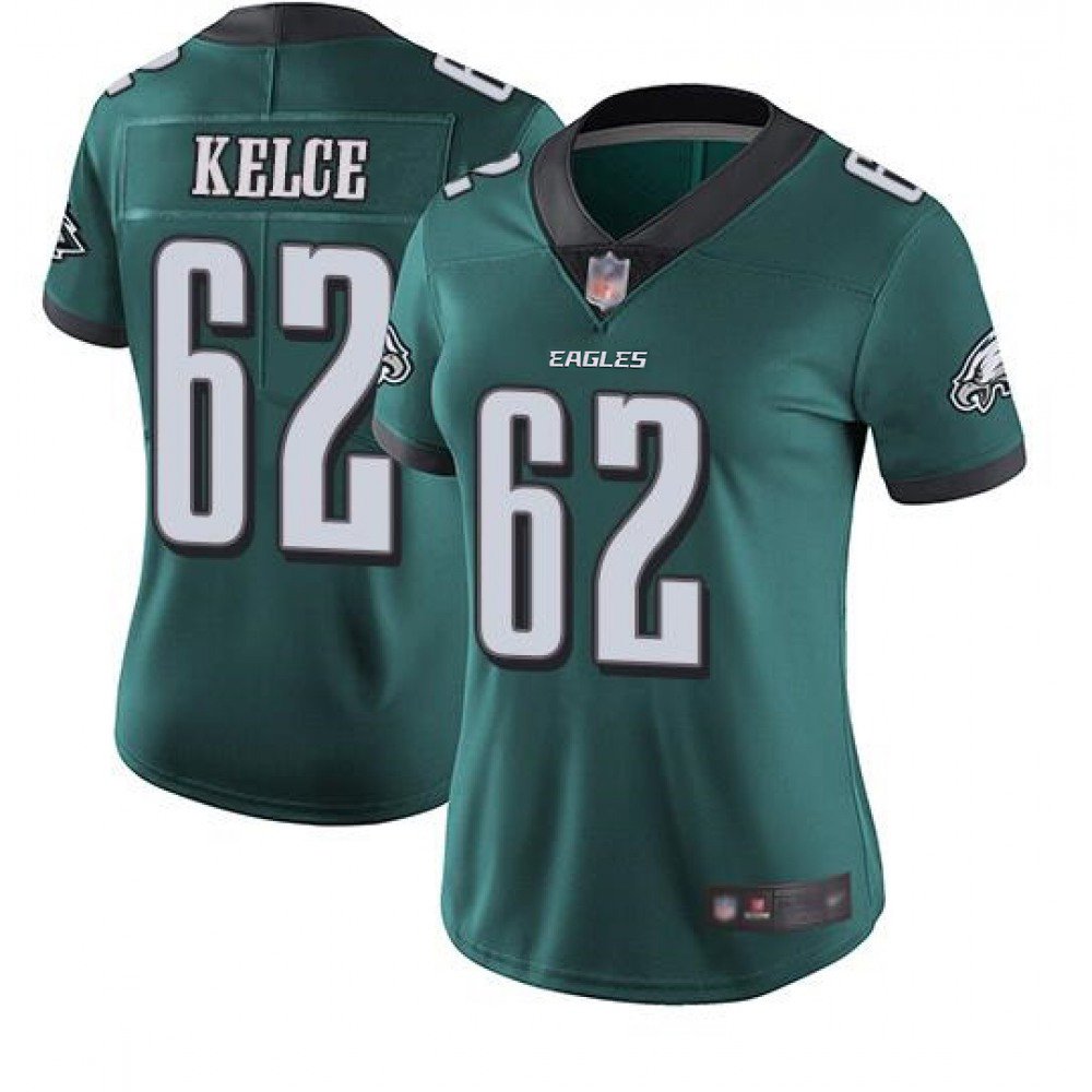Women’s Philadelphia Eagles #62 Jason Kelce Green Vapor Untouchable Limited Stitched NFL Jersey(Run Small)