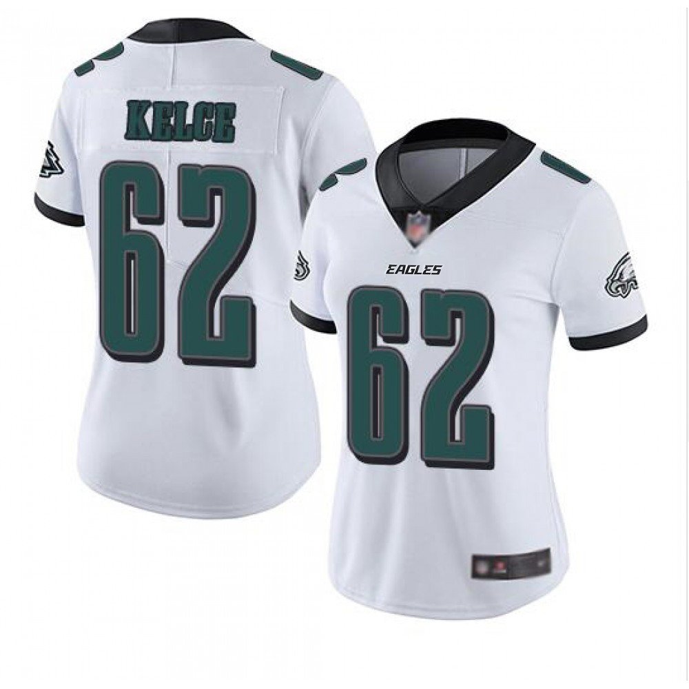 Women’s Philadelphia Eagles #62 Jason Kelce White Vapor Untouchable Limited Stitched NFL Jersey(Run Small)