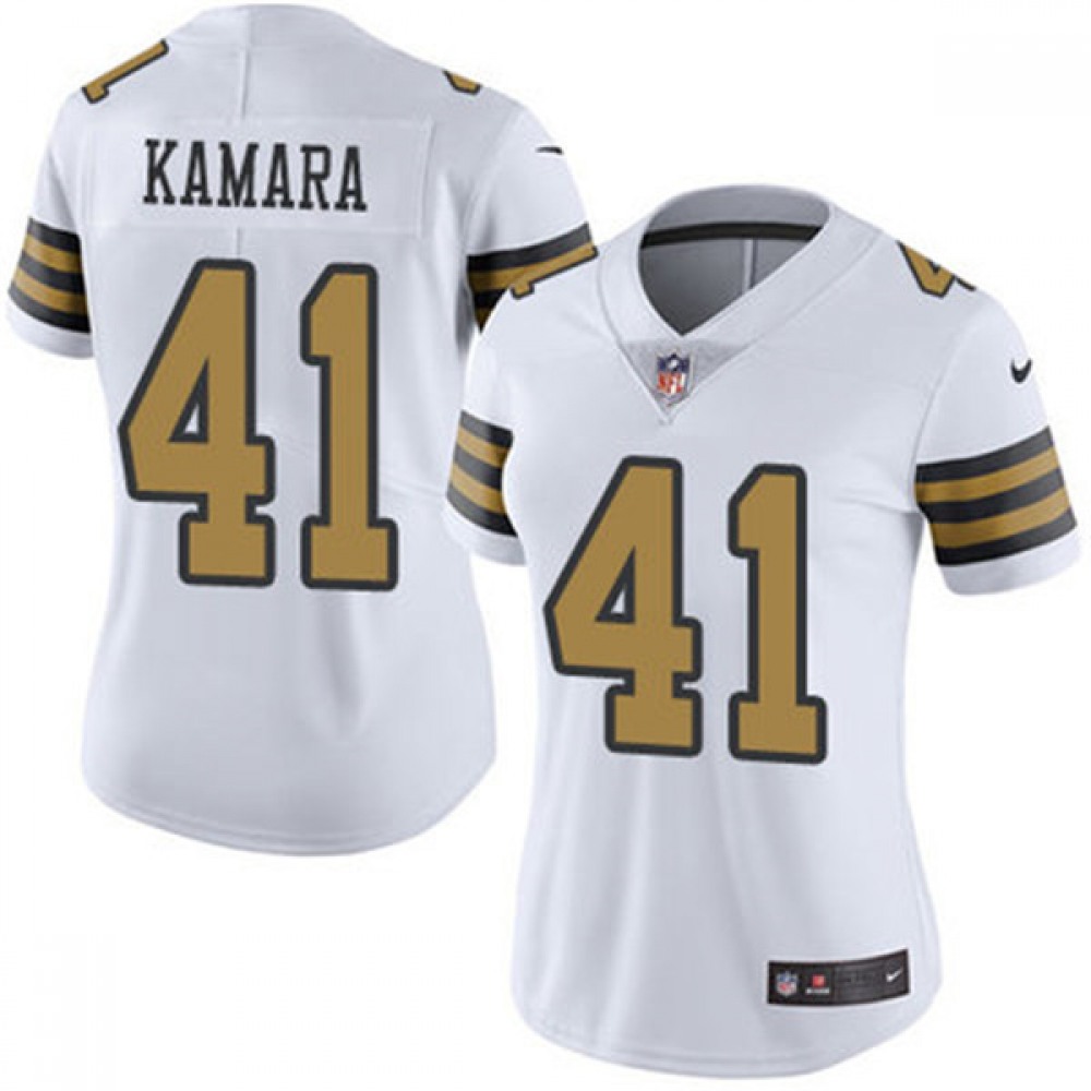 Women’s New Orleans Saints #41 Alvin Kamara White Color Rush Limited Stitched Jersey