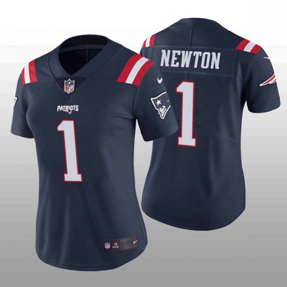 Women’s New England Patriots #1 Cam Newton Navy Stitched Jersey(Run Small)
