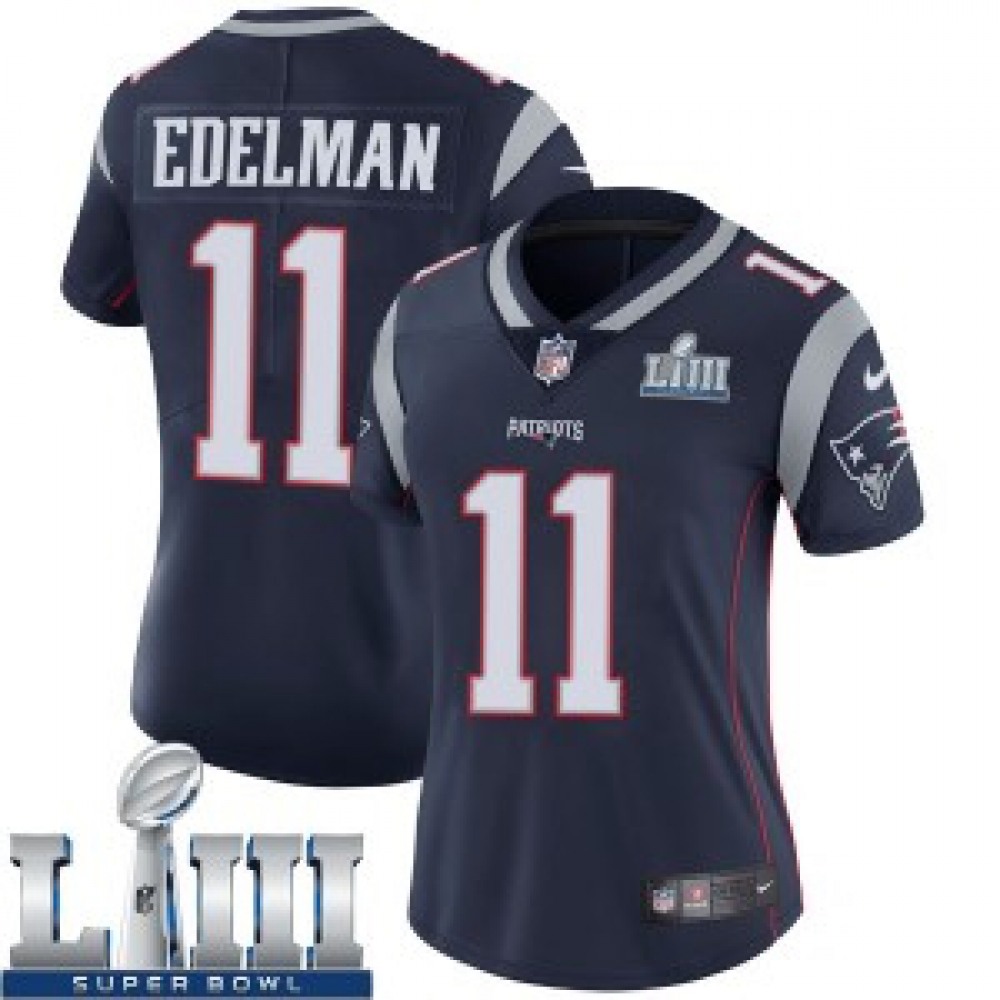 Women’s New England Patriots #11 Julian Edelman Navy Blue Super Bowl LIII Vapor Untouchable Limited Stitched NFL Jersey ( run small )