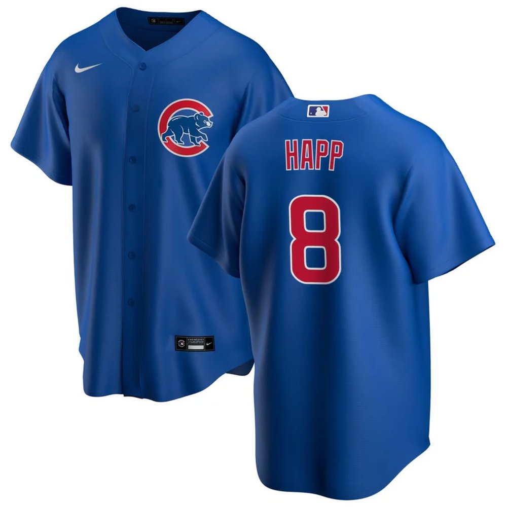 Men’s Chicago Cubs #8 Ian Happ Royal Cool Base Stitched Baseball Jersey