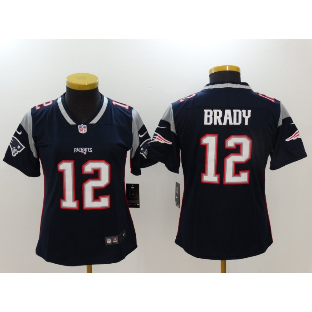 Women’s New England Patriots #12 Tom Brady Navy Limited Stitched NFL Jersey
