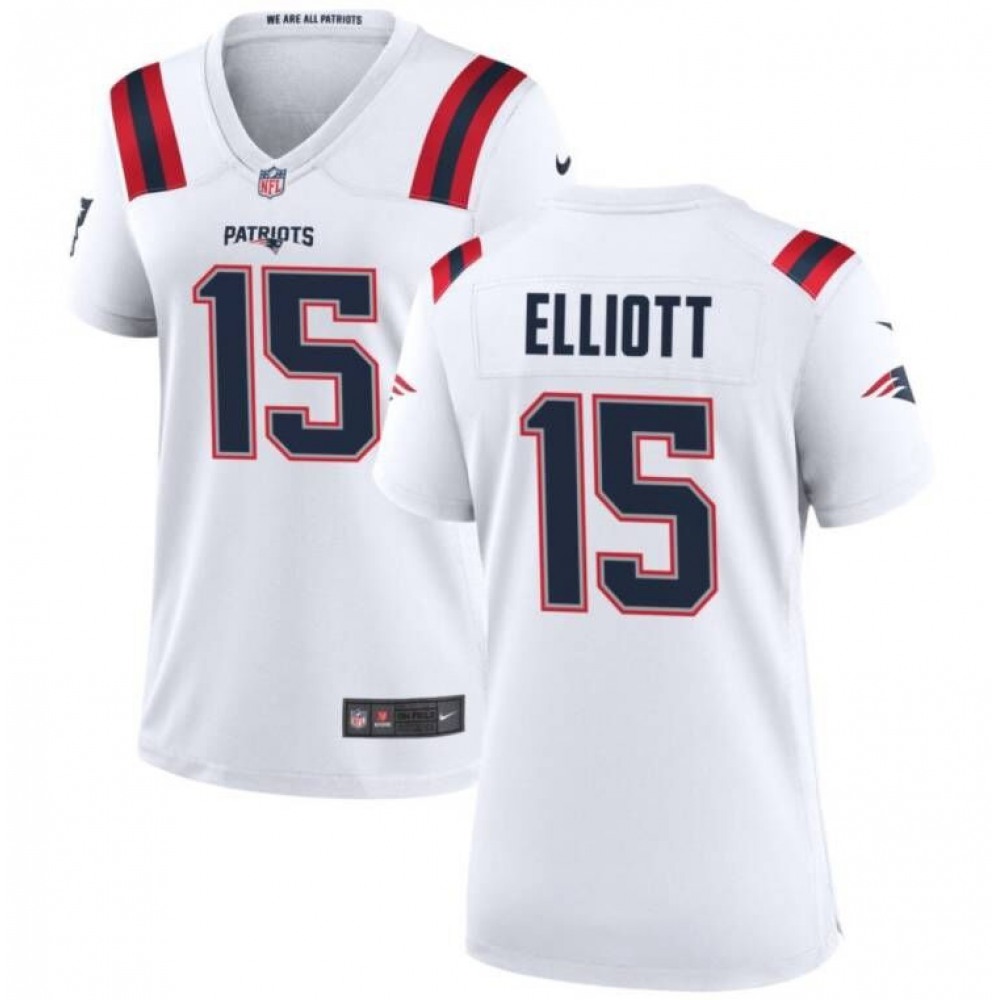 Women’s New England Patriots #15 Ezekiel Elliott White Stitched Jersey(Run Small)