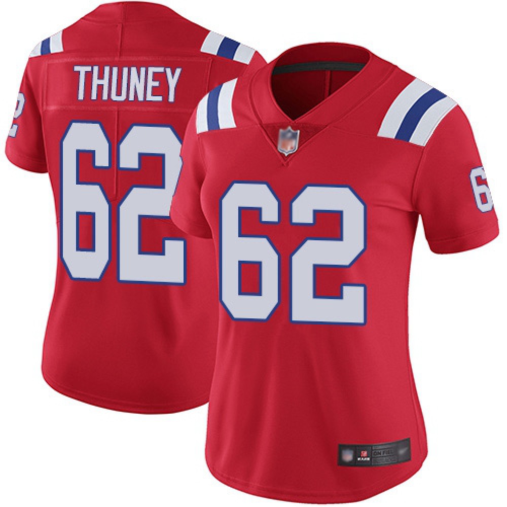Women’s New England Patriots #62 Joe Thuney Red Vapor Untouchable Limited Stitched NFL Jersey(Run Small)