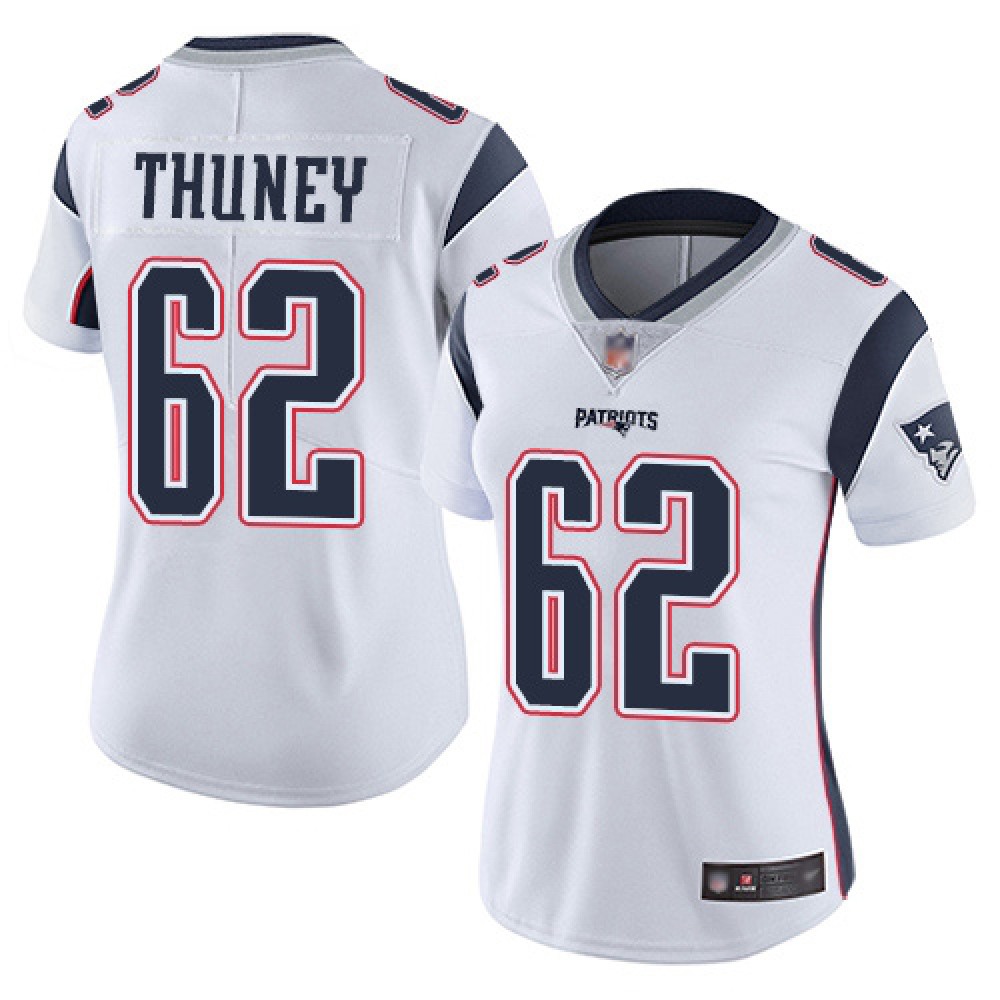 Women’s New England Patriots #62 Joe Thuney White Vapor Untouchable Limited Stitched NFL Jersey(Run Small)