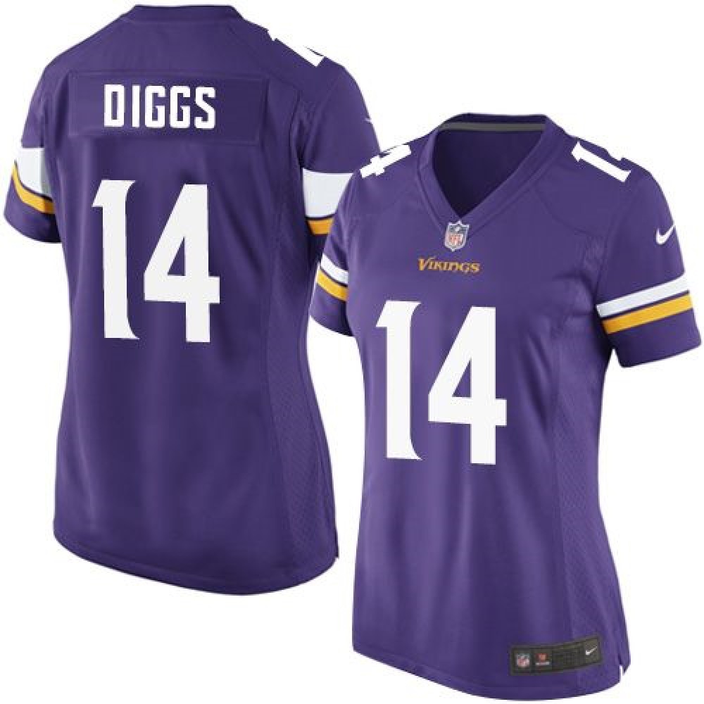 Vikings #14 Stefon Diggs Purple Team Color Women’s Stitched NFL Elite Jersey