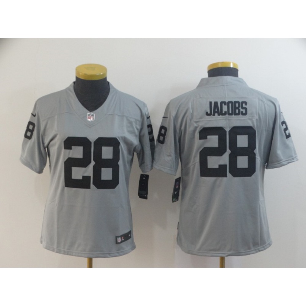Women’s Oakland Raiders #28 Josh Jacobs 2019 Gary Inverted Legend Stitched NFL Jersey(Run Small)