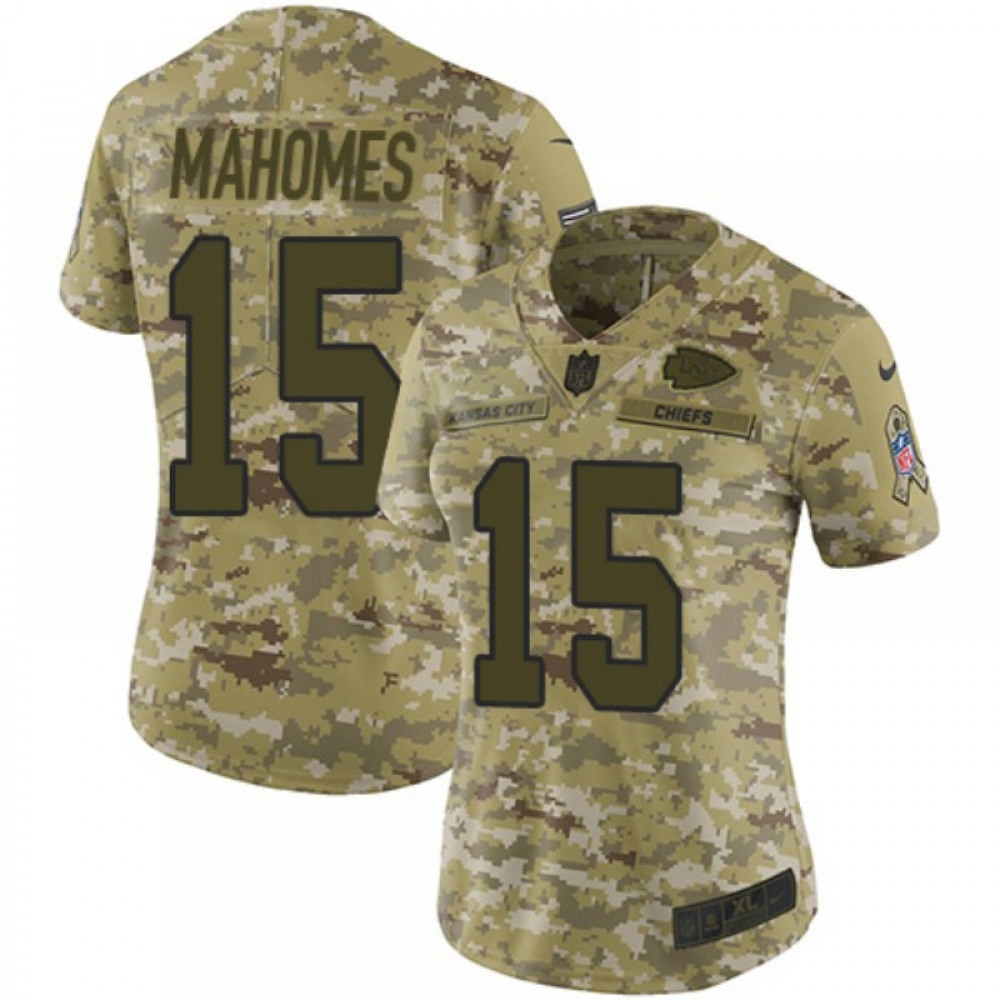 Women’s Kansas City Chiefs #15 Patrick Mahomes 2018 Camo Salute to Service Limited Stitched NFL Jersey