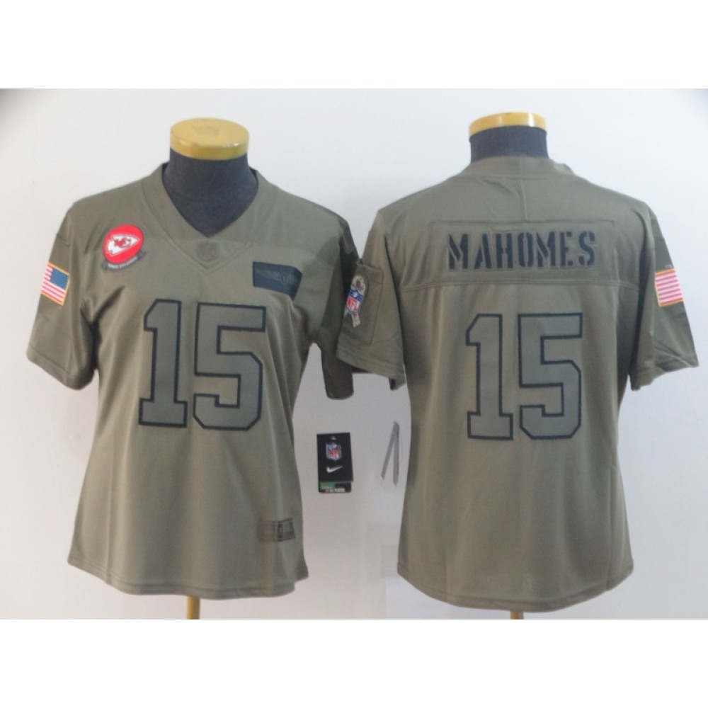 Women’s Kansas City Chiefs #15 Patrick Mahomes 2019 Camo Salute To Service Limited Stitched NFL Jersey(Run Small)