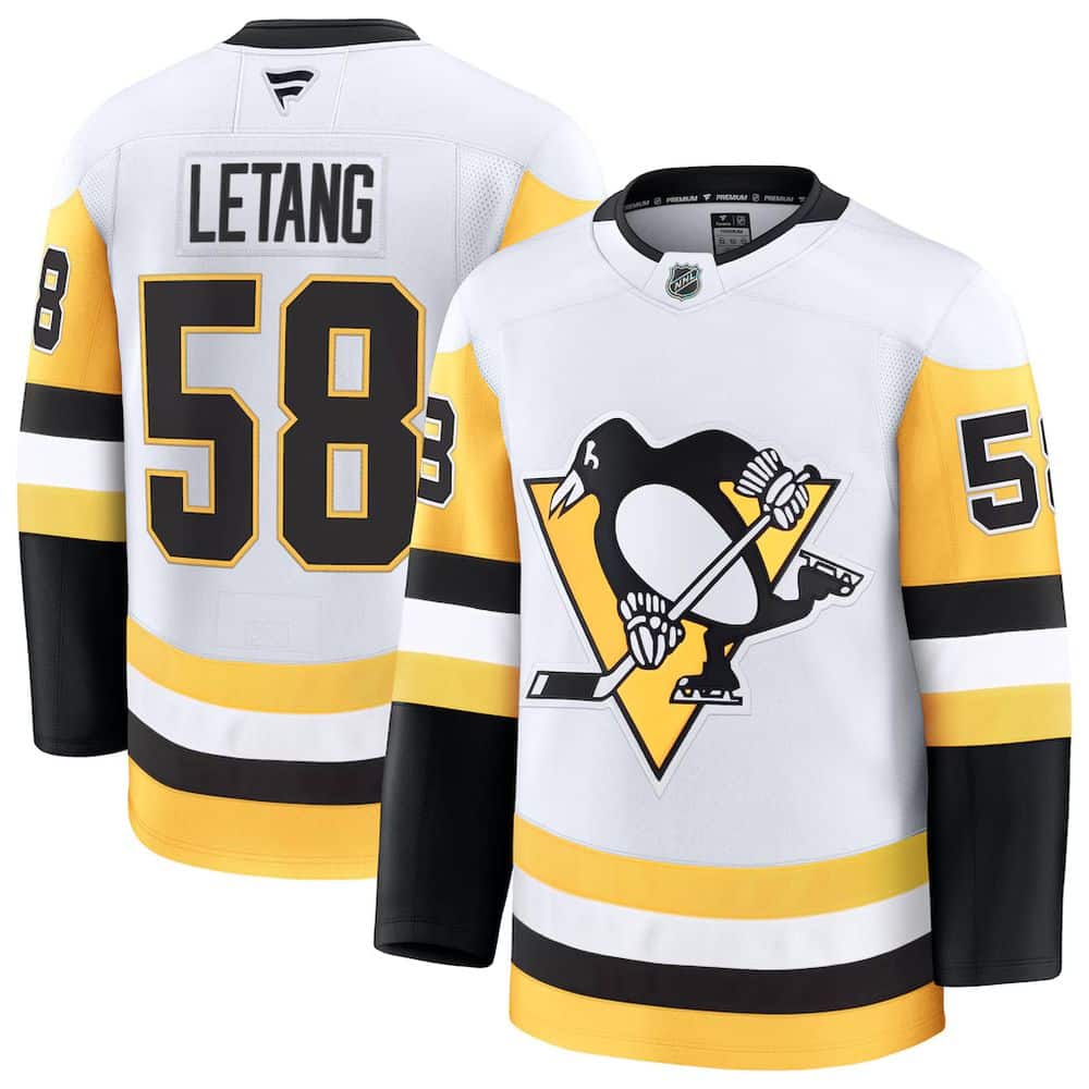 Men’s Pittsburgh Penguins #58 Kris Letang White Premium Jersey