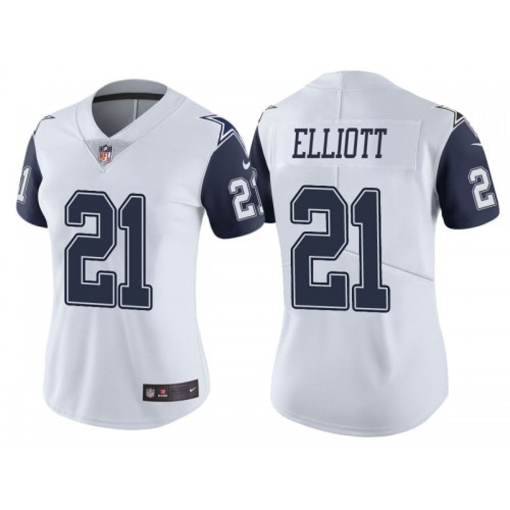 Women’s Dallas Cowboys #21 Ezekiel Elliott White Vapor Untouchable Limited Stitched Jersey(Run Small