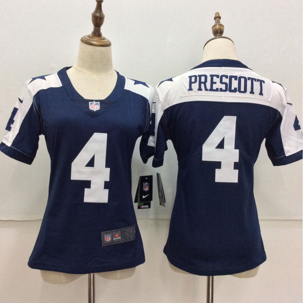 Women’s Dallas Cowboys #4 Dak Prescott Blue Throwback Vapor Untouchable Player Limited Stitched NFL Jersey