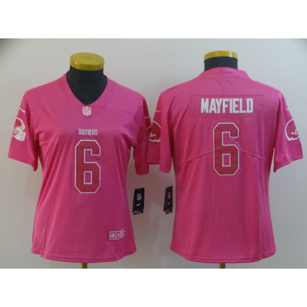 Women’s Cleveland Browns #6 Baker Mayfield Pink Vapor Untouchable Limited Stitched NFL Jersey(Run Small)