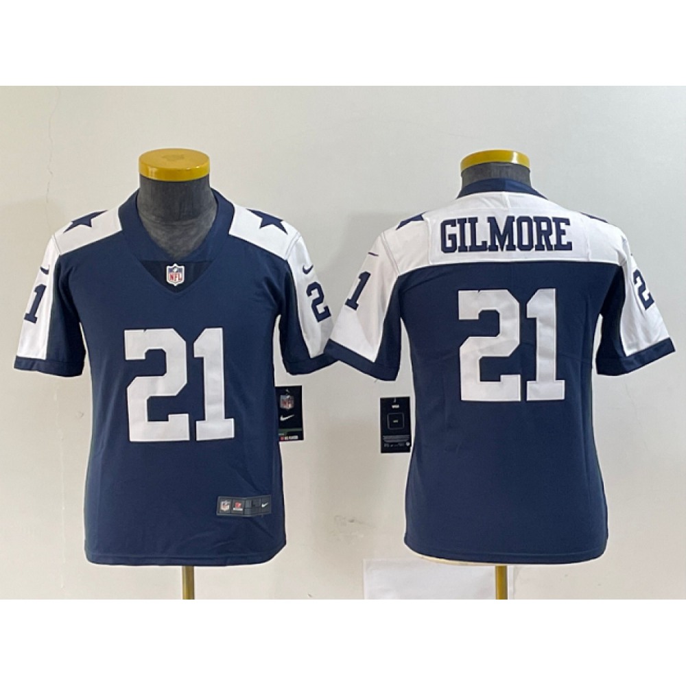 Women’s Dallas Cowboys #21 Stephon Gilmore Navy Thanksgiving Limited Stitched Football Jersey(Run Small