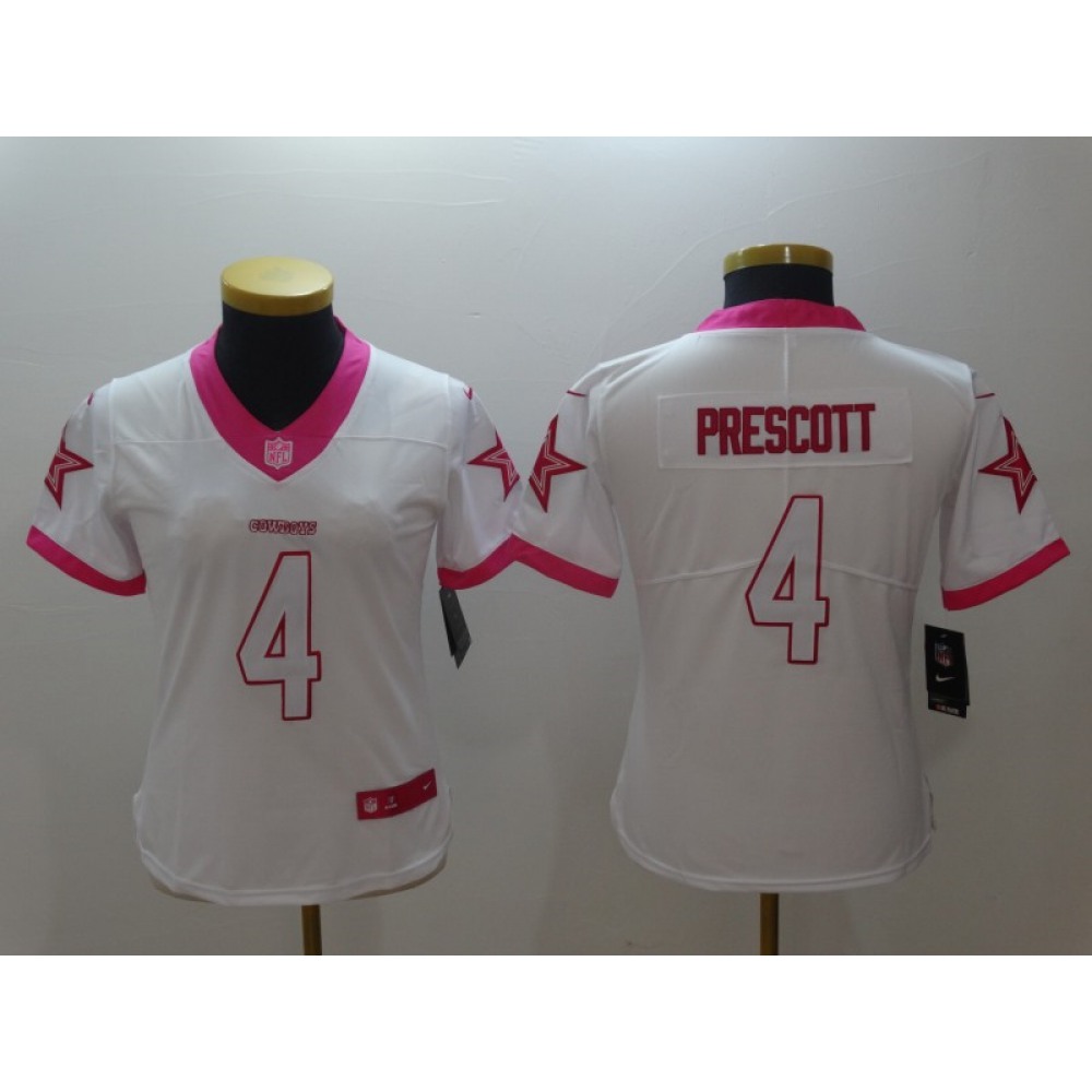 Women’s Dallas Cowboys #4 Dak Prescott White Vapor Untouchable Limited Stitched NFL Jersey