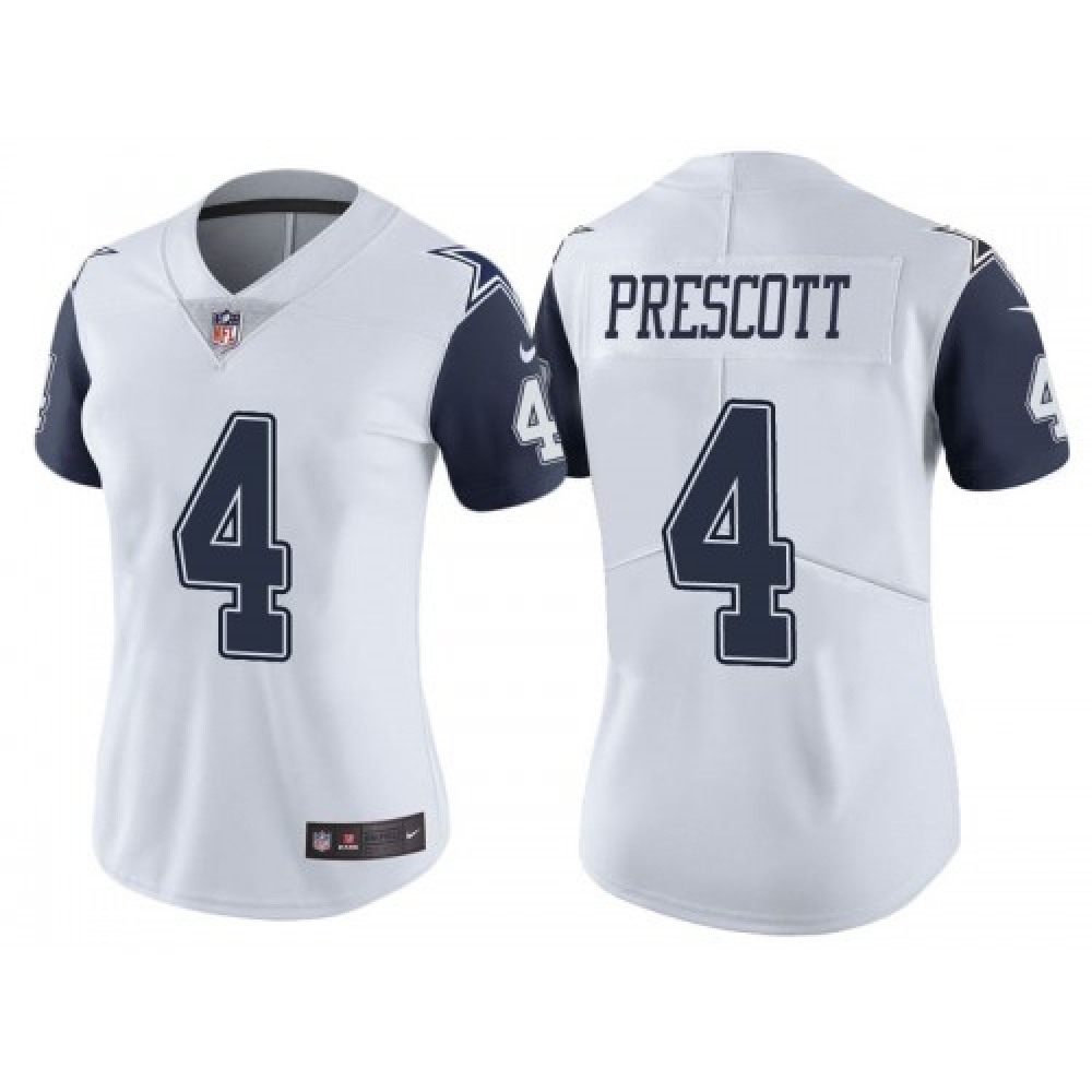 Women’s Dallas Cowboys #4 Dak Prescott White/Navy Vapor Untouchable Limited Stitched Jersey(Run Small