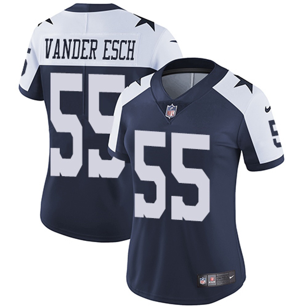 Women’s Dallas Cowboys #55 Leighton Vander Esch Navy Thanksgiving Vapor Untouchable Limited Stitched NFL Jersey