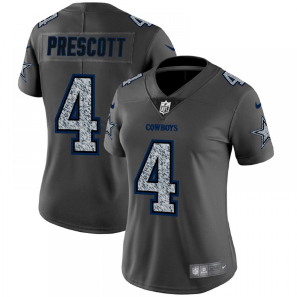 Women’s Dallas Cowboys #4 Dak Prescott 2019 Gray Fashion Static Limited Stitched NFL Jersey(Run Small)