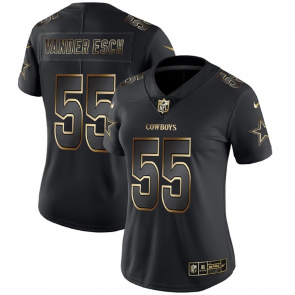 Women’s Dallas Cowboys #55 Leighton Vander Esch 2019 Black Gold Edition Stitched NFL Jersey(Run Small)