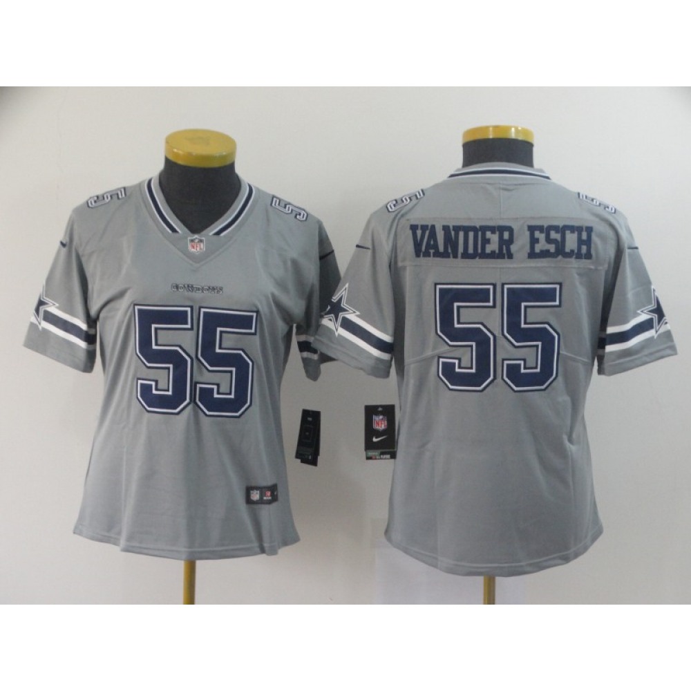 Women’s Dallas Cowboys #55 Leighton Vander Esch Gray Inverted Legend Stitched NFL Jersey