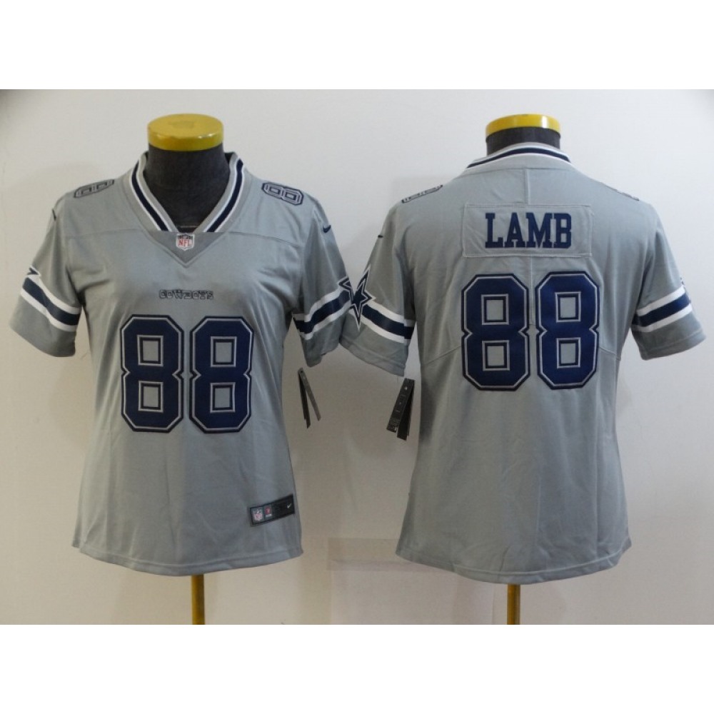 Women’s Dallas Cowboys #88 CeeDee Lamb Gray Stitched Jersey(Run Small)