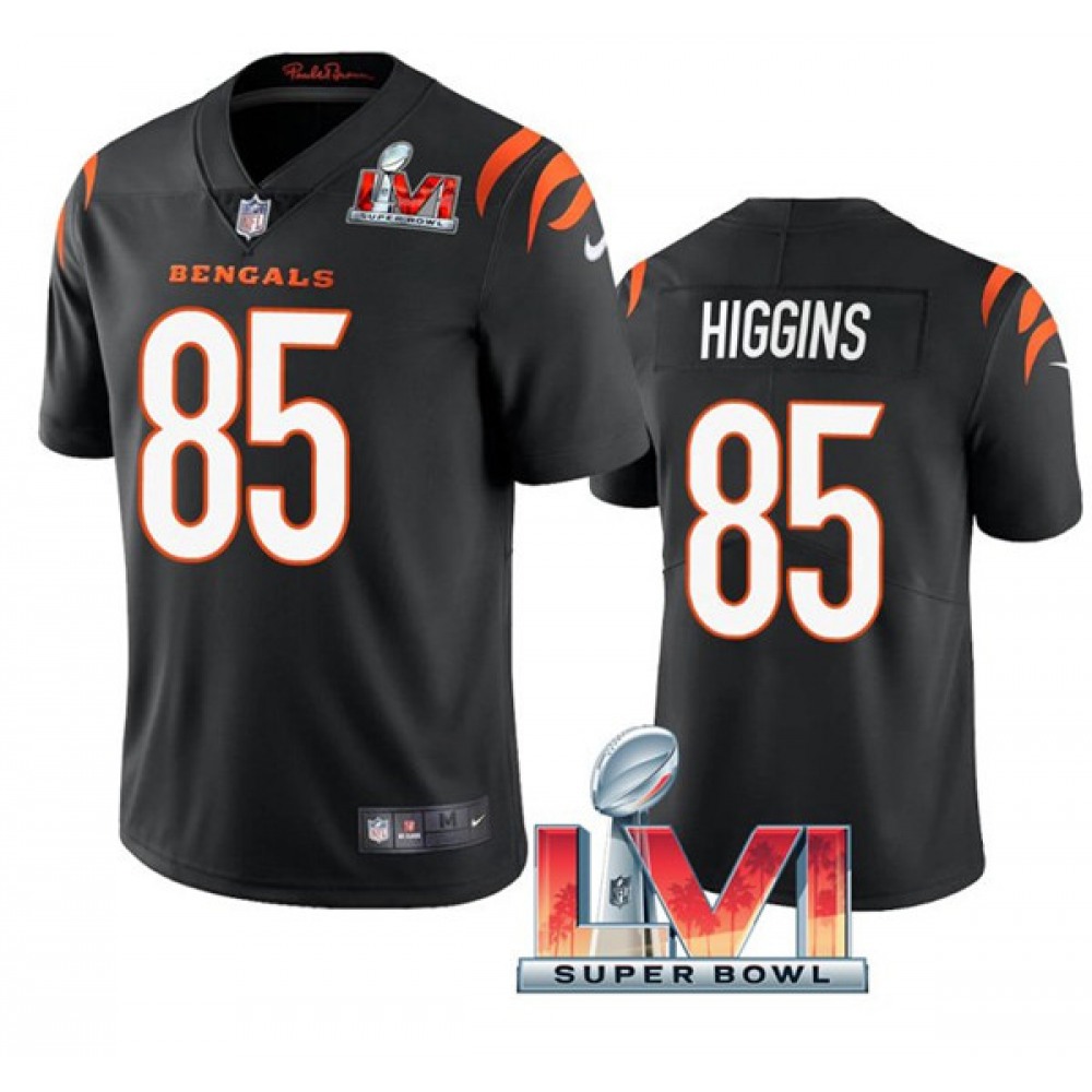 Women’s Cincinnati Bengals #85 Tee Higgins 2022 Black Super Bowl LVI Vapor Limited Stitched Jersey(Run Small)