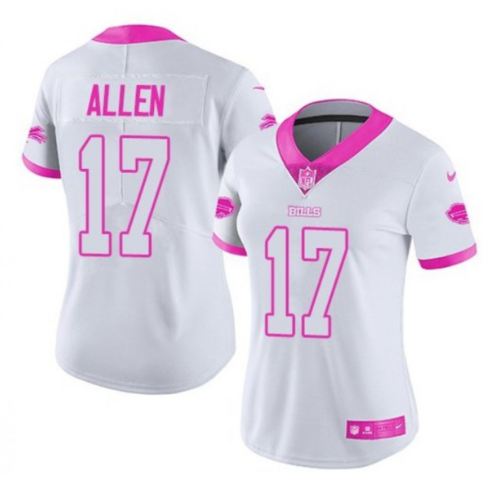 Women’s Buffalo Bills #17 Josh Allen White/Pink Vapor Untouchable Limited Stitched NFL Jersey