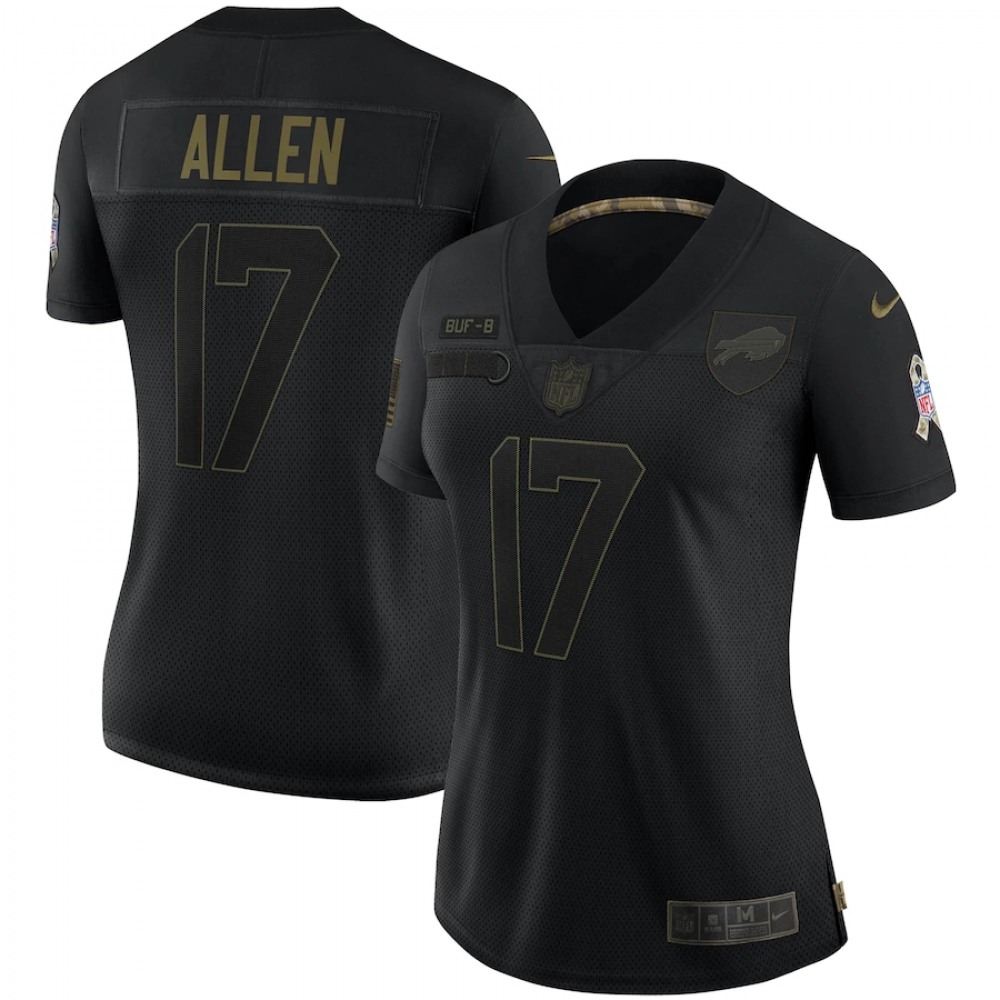 Women’s Buffalo Bills #17 Josh Allen Black Salute To Service Limited Stitched Jersey