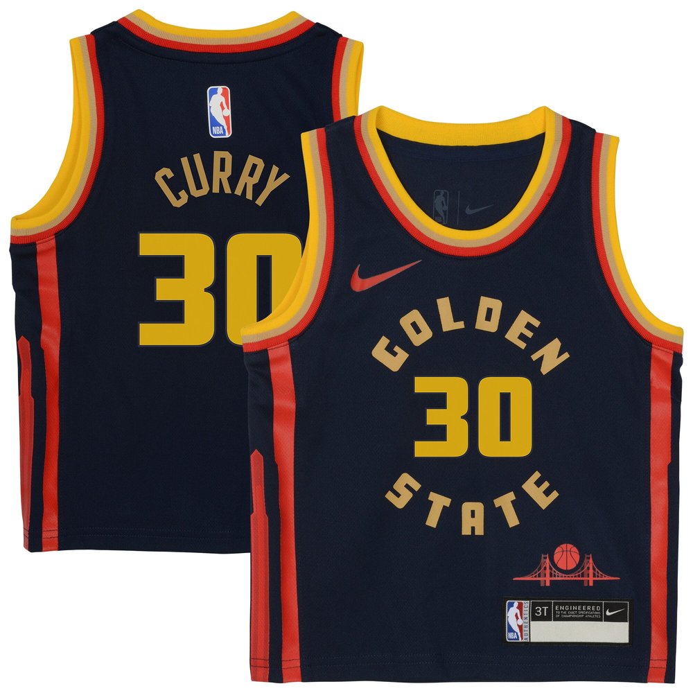 Toddler Golden State Warriors #30 Stephen Curry Navy 2024/25 Swingman Player City Edition Jersey