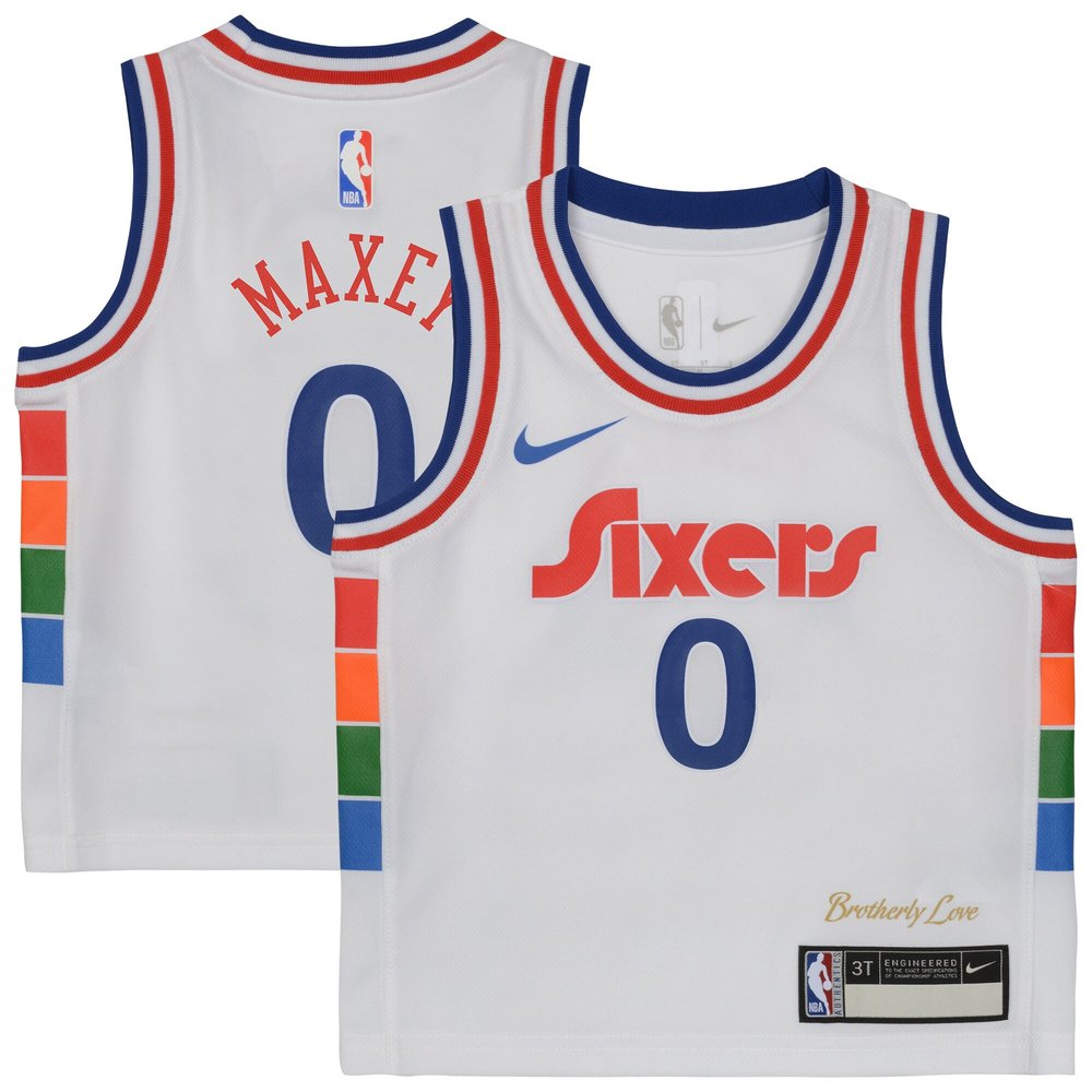 Toddler Philadelphia 76ers Tyrese Maxey White 2024/25 Swingman Player Jersey – City Edition