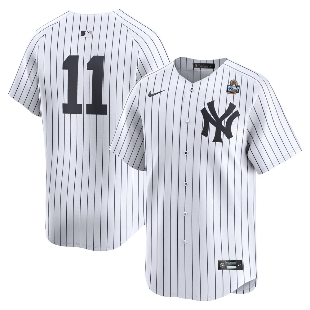 Men’s New York Yankees #11 Anthony Volpe White 2024 World Series Home Limited Player Jersey
