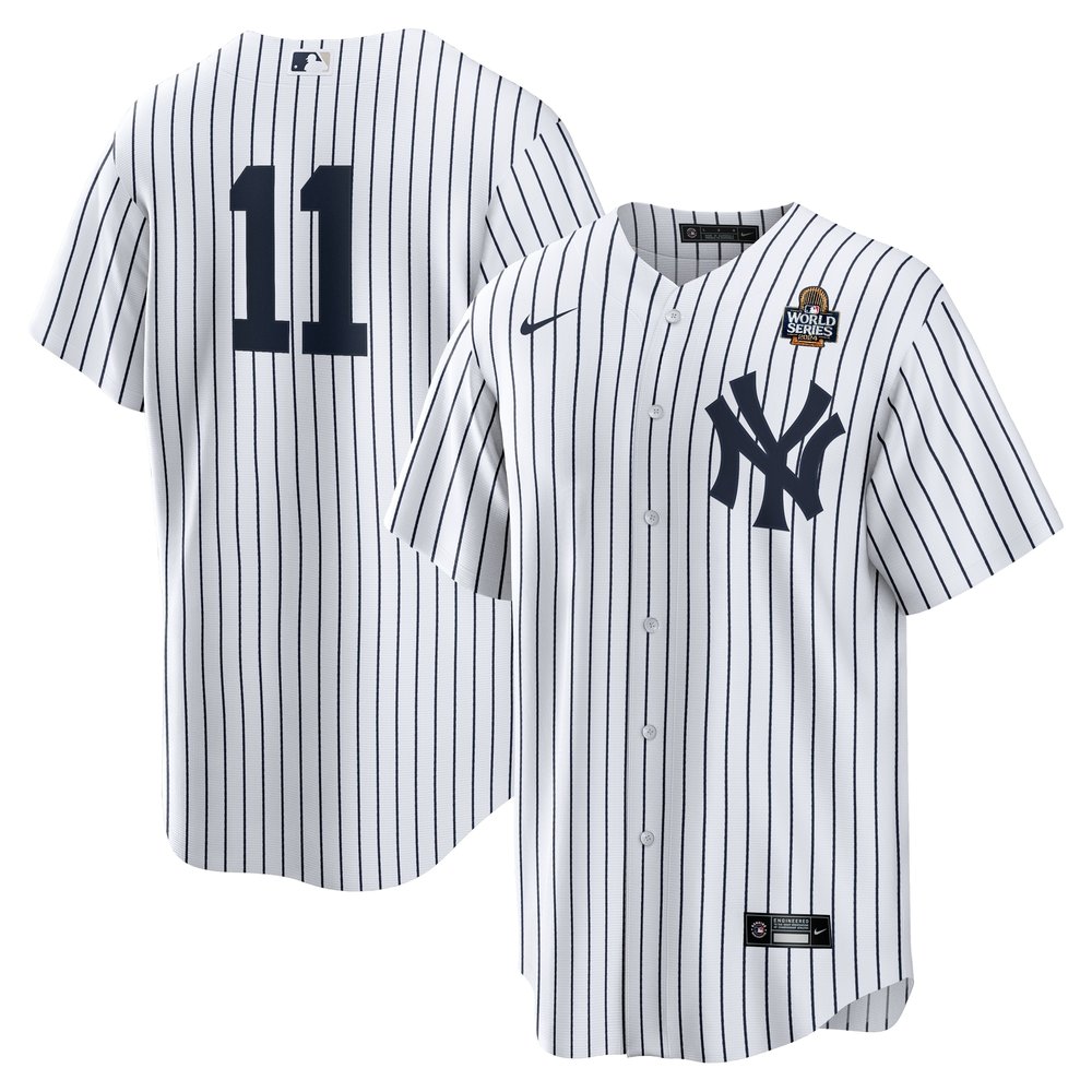 Men’s New York Yankees #11 Anthony Volpe White 2024 World Series Home Replica Player Jersey