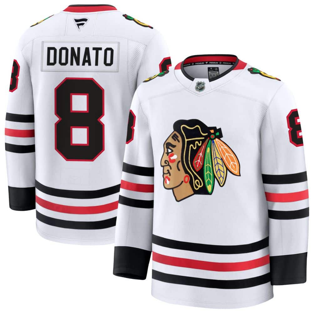 Youth Chicago Blackhawks #8 Ryan Donato White Away Jersey